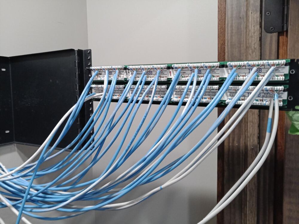 Cat6 cables terminated on Leviton patch panel